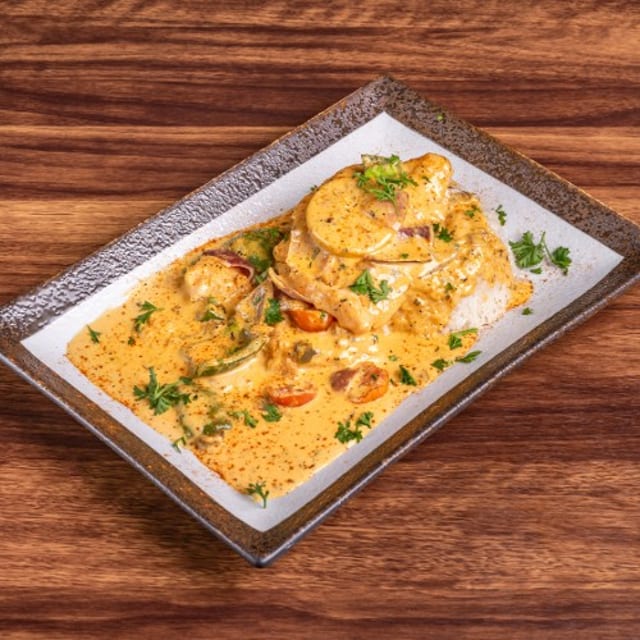 White Butter Salmon Fish Plate.
