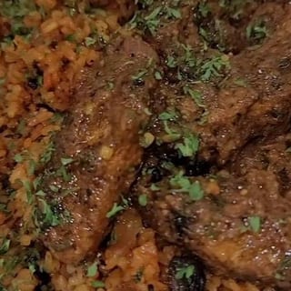 Vegan Jerk Oxtail / Mushroom Dirty Rice