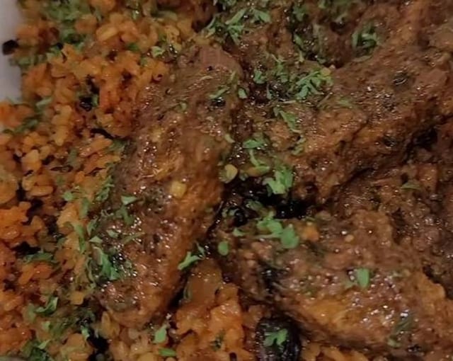 Vegan Jerk Oxtail / Mushroom Dirty Rice.